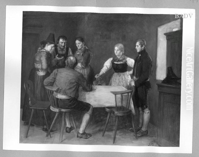 Die Brautwerbung Oil Painting by Franz Defregger