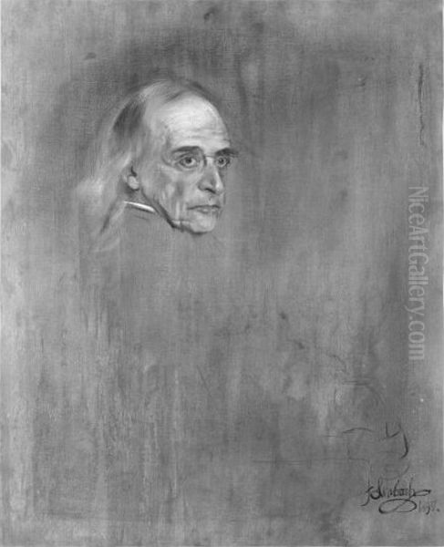 Portrat Mommsens Oil Painting by Franz von Lenbach