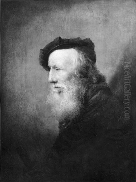 Tronie of an old man with beard and baret Oil Painting by Christopher Paudiss