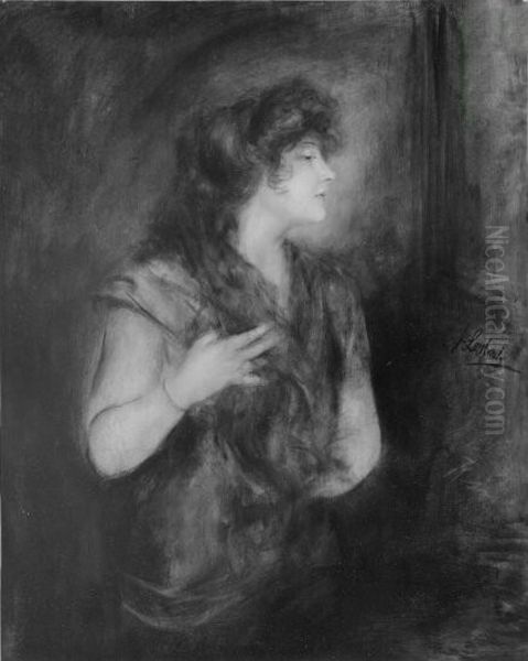 Bildnis einer Frau mit rotem Haar Oil Painting by Franz von Lenbach