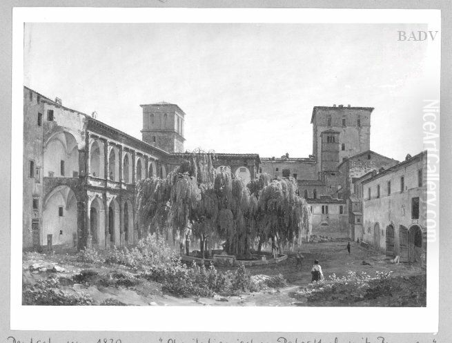 Oberitalienischer Palasthof mit Brunnen Oil Painting by Thomas Ender