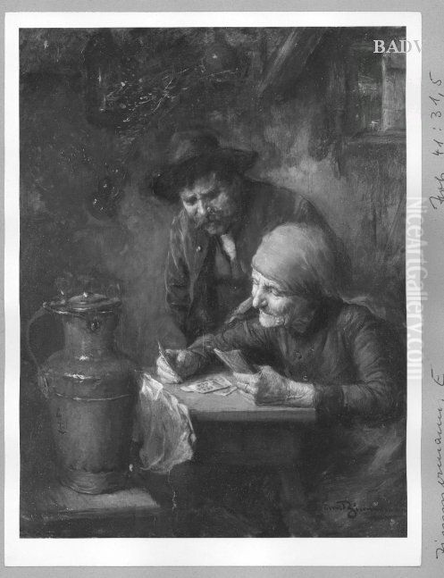 Fortune - teller with cards Oil Painting by Ernst Zimmermann