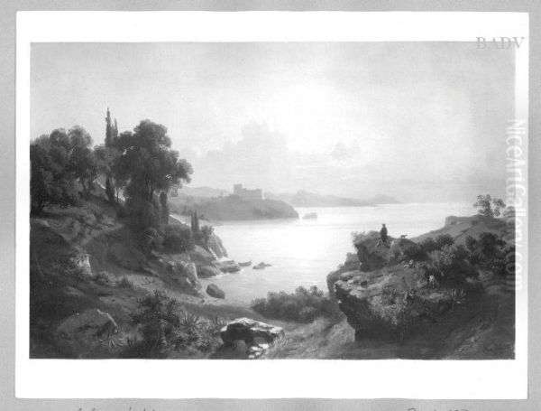 Sudliche Meeresbucht mit Staffage Oil Painting by Max Schmidt