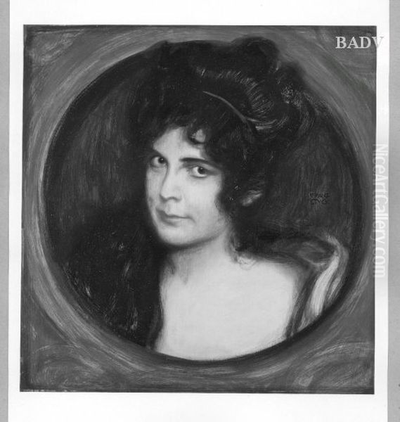 Female head Oil Painting by Franz Stuck