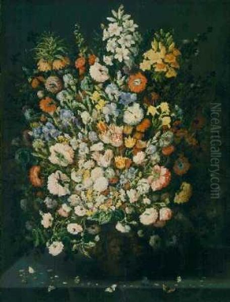 Flower piece in an ornamented vase Oil Painting by Abraham Brueghel