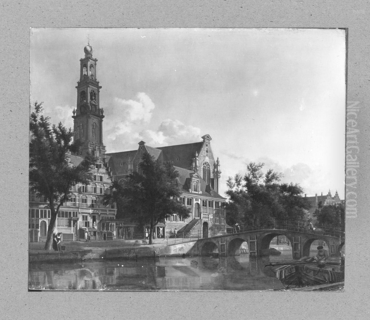 view of a Amsterdam th west-church Oil Painting by Jan Van Der Heyden