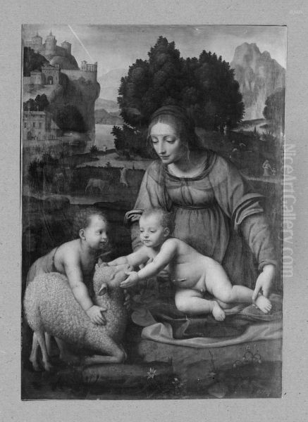 Maria mit Christus- und Johannesknaben Oil Painting by Bernardino Luini