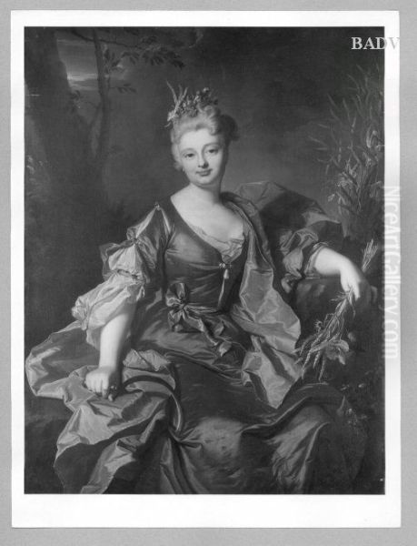 Bildnis der Mlle. Lebrait als Schnitterin Oil Painting by Hyacinthe Rigaud