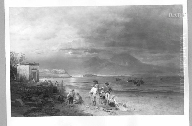 beach of maples Oil Painting by Oswald Achenbach