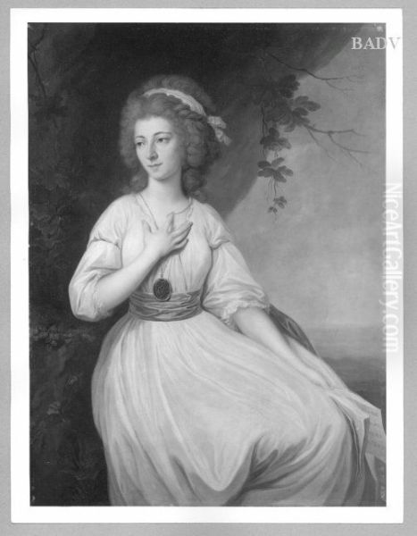 Weibliches Bildnis mit weissem Kleide, Kniestuck Oil Painting by Johann Baptist von Lampi the Elder