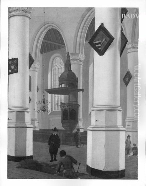 Kircheninneres mit Staffage Oil Painting by Pieter Jansz Saenredam