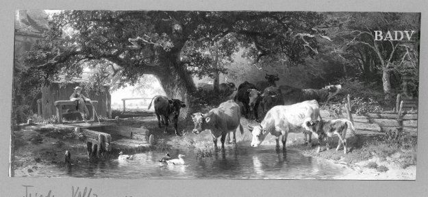 cows at a brook Oil Painting by Friedrich Voltz