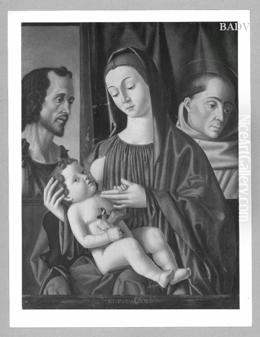 Madonna with child and two Saints Oil Painting by Filippo Mazzola Madonna with child and two Saints Oil Painting by Filippo Mazzola