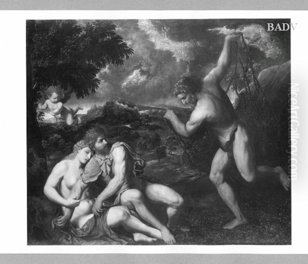 Mars und Venus von Vulkan uberrascht Oil Painting by Paris Bordone