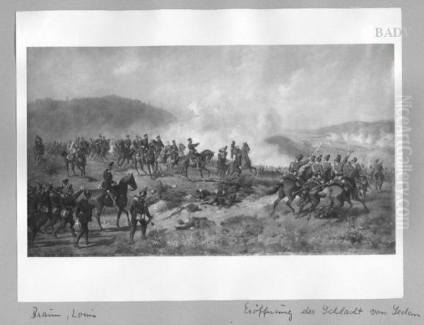 battle 1871 (opening of the battle of Sedan) Oil Painting by Louis Braun