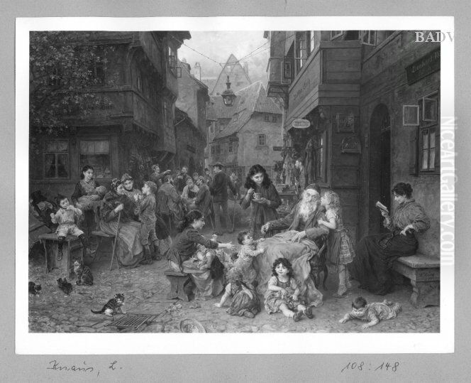 Scene in the Ghetto Oil Painting by Ludwig Knaus