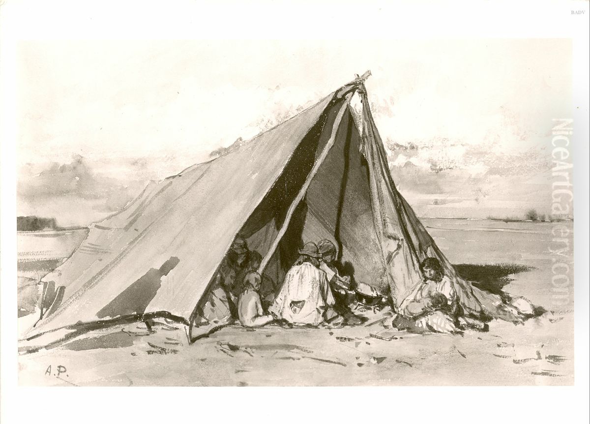 Zigeuner im Zelt Oil Painting by August von Pettenkofen