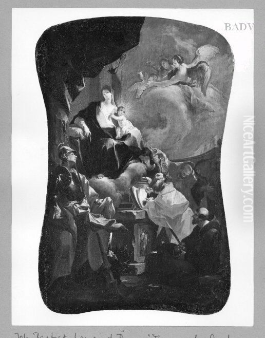 Thronende Madonna mit Kind, Heiligen und Engeln Oil Painting by Johann Baptist von Lampi the Elder