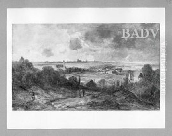 Landschaft vor Munchen mit Blick auf die Stadt Oil Painting by Eduard Schleich the Elder