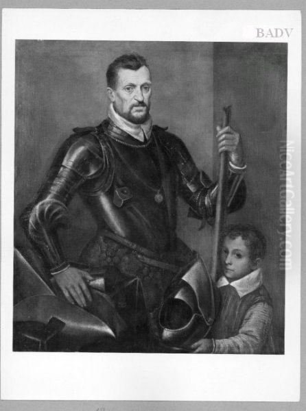 Bildnis eines Mannes im Brustharnisch mit Pagen Oil Painting by Paolo Veronese
