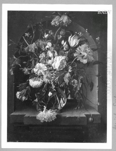 Flowers in a glass-vase Oil Painting by Daniel Seghers