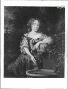 Bildnis einer Dame in Rot am Brunnen (von Ruitenburg)