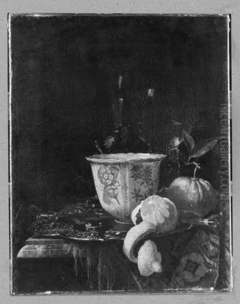 Stillleben mit Pokalen, Fayence und Zitrone Oil Painting by Willem Kalf