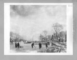 Winterlandschaft mit Hutten und Staffage