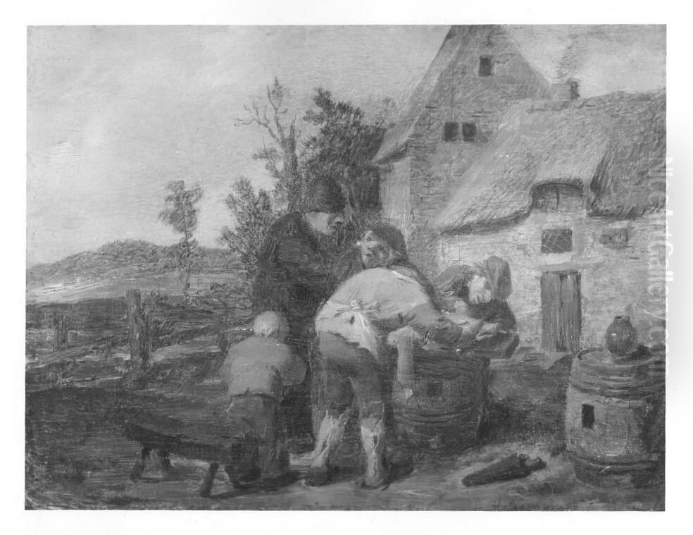 Bauern mit geschlachtetem Schwein Oil Painting by Adriaen Brouwer