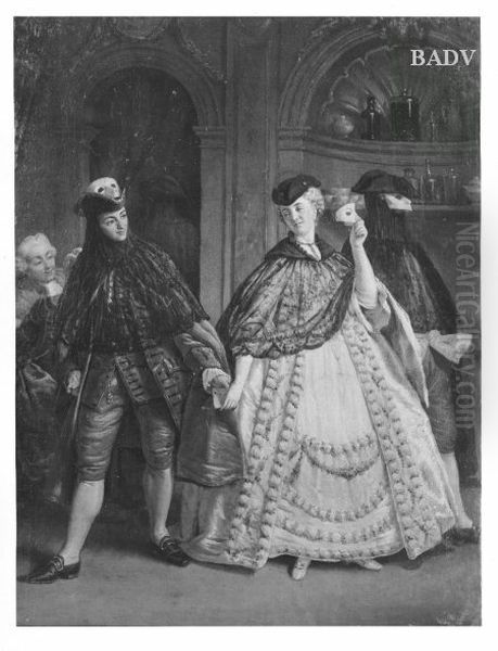 Maskenszene Oil Painting by Jean Jacques Flipart