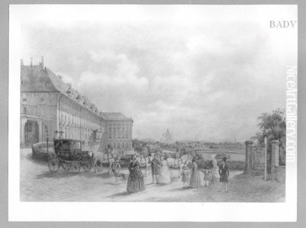 Die Hofburg und Wien mit Staffage Oil Painting by Franz Alt