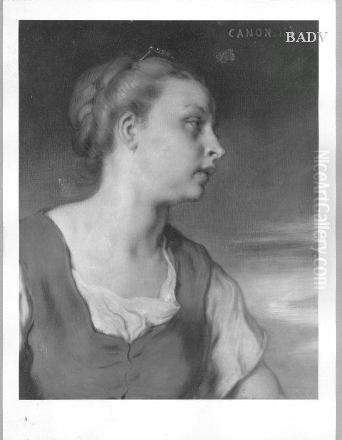 Madchenbildnis mit rotem Mieder Oil Painting by Hans (Johann von Strasiripka) Canon