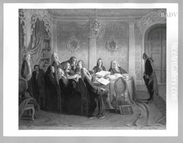 Conference Oil Painting by Johann Peter Hasenclever