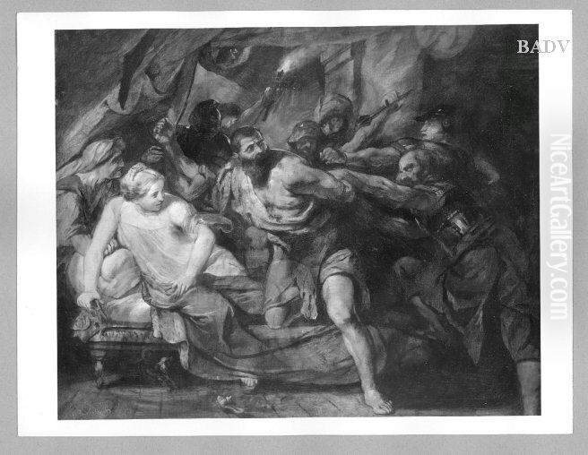 Samson and Delila (Copy after Rubens) Oil Painting by Anselm Friedrich Feuerbach