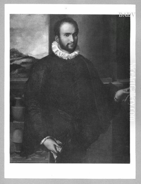Portrait of a gentleman, 3/4 length Oil Painting by Francesco Salviati