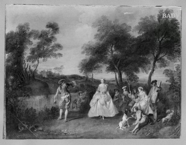 Tanz im Freien Oil Painting by Nicolas Lancret