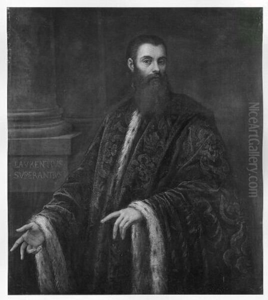 ...... Portrait, ..../4 length, Laurentius Superantius Oil Painting by Jacopo Tintoretto
