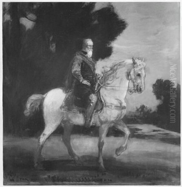 Prinzregent Luitpold on horseback Oil Painting by Friedrich August von Kaulbach