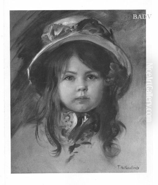 Madchenkopfchen mit Hut Oil Painting by Friedrich August von Kaulbach