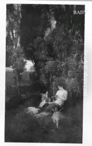 Girl with puttos in landscape