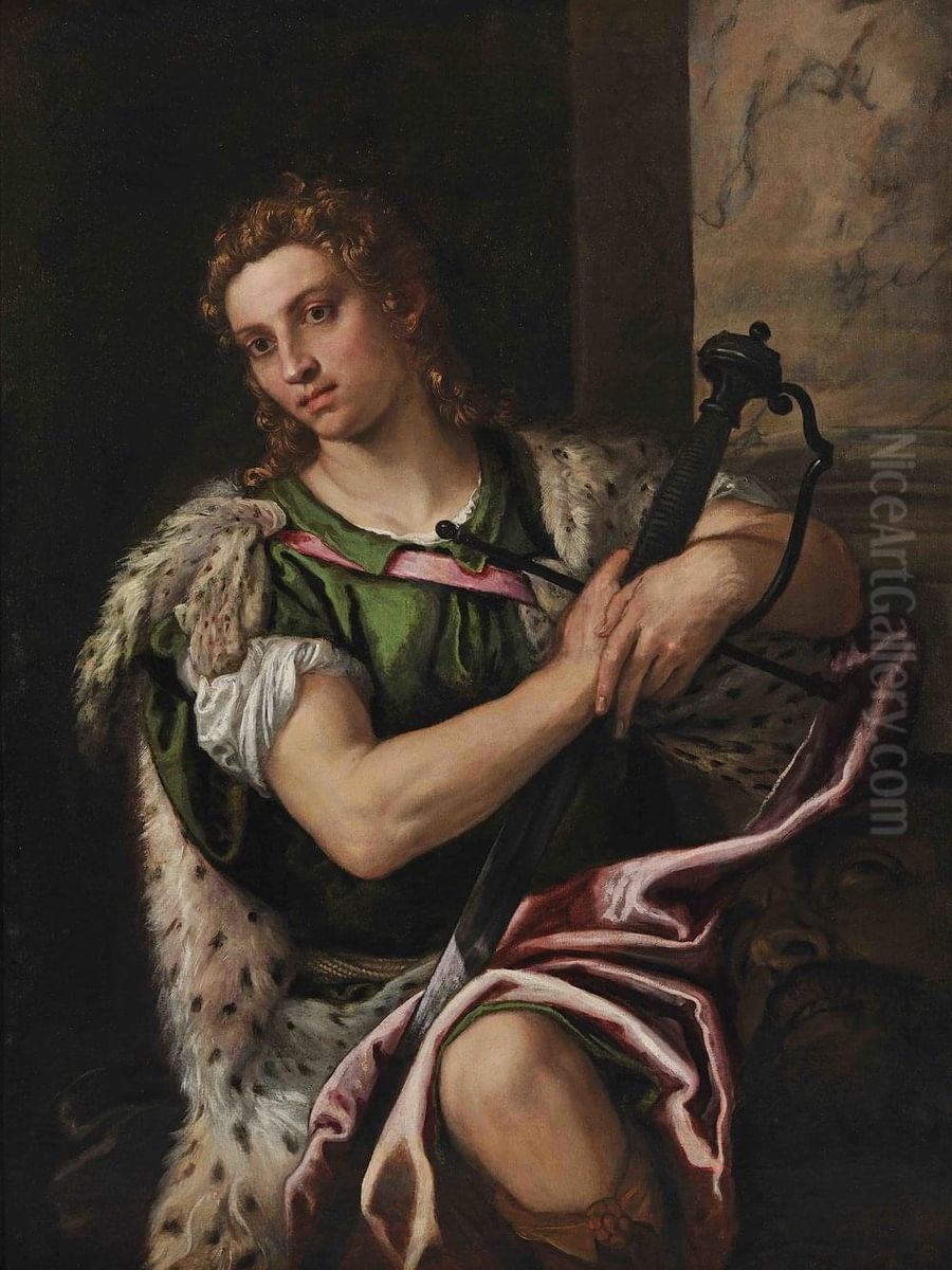 David mit dem Haupt des Goliath Oil Painting by Paolo Veronese (Caliari)