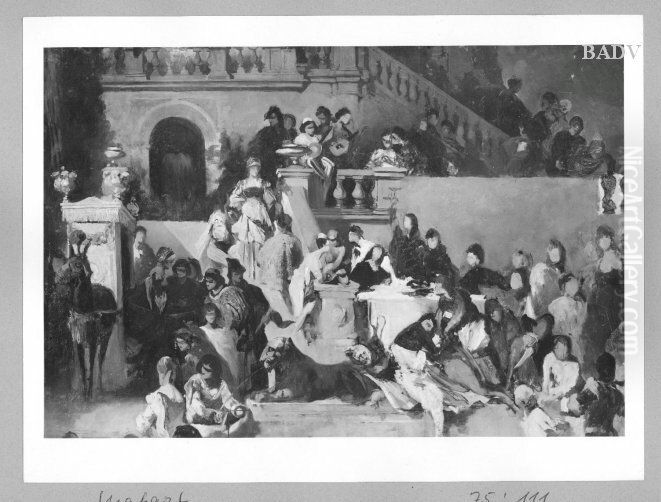 sketch for a party-scene Oil Painting by Hans Makart