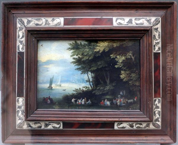 Waldlandschaft am Fluss mit Segelbooten und Kahnen Oil Painting by Jan Brueghel the Elder