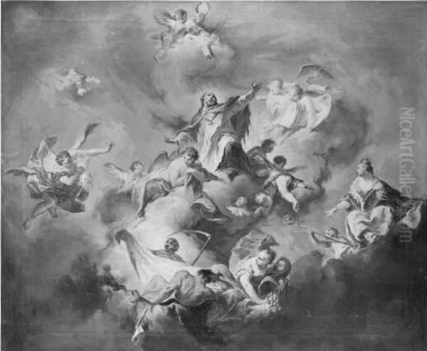 Himmelfahrt eines Heiligen (Heiliger Nepomuk ?) Oil Painting by Franz Anton Palko