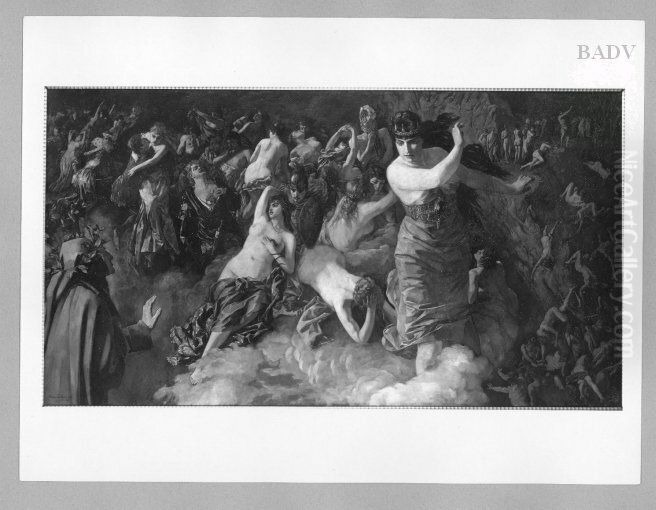 Dante und Virgil in der Unterwelt Oil Painting by Wilhelm Heinrich Trutbner