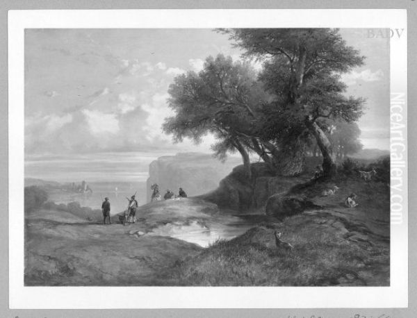 landscape with figures Oil Painting by Alexandre Calame