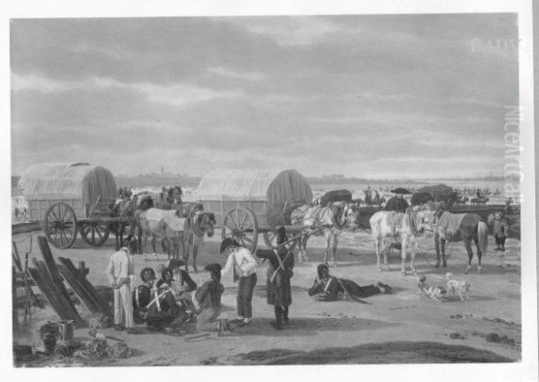Soldiers resting north of Munich Oil Painting by Wilhelm von Kobell (1766-1853)