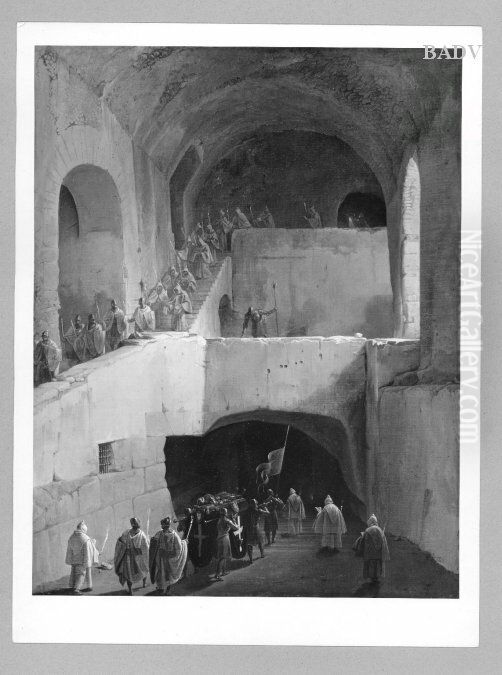 Begrabnis in einer Burg Oil Painting by Franz Ludwig Catel