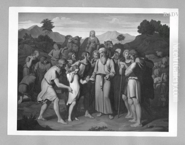 Joseph sold by his brothers Oil Painting by Carl Gottlieb Peschel
