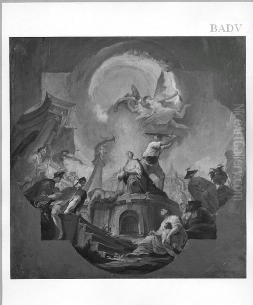 Enthauptung eines Heiligen (Entwurf fur ein Deckengemalde) Oil Painting by Januarius Zick